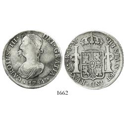 Mexico City, Mexico, bust 8 reales, Charles III, 1784FM, with bust on obverse engraved into a portra