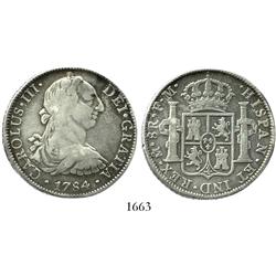 Mexico City, Mexico, bust 8 reales, Charles III, 1784FM.
