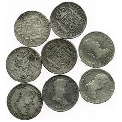 Lot of 8 Mexico City, Mexico, bust 8R of Ferdinand VII, various dates (1813IJ, 1816JJ, 1817JJ, 1819J