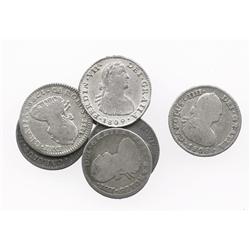Lot of 7 Mexico City, Mexico, bust 1R, Charles IV and Ferdinand VII, various dates (1799FM, 1801FM,