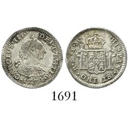 Mexico City, Mexico, bust 1/2 real, Charles III, 1774FM.