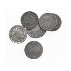 Lot of 7 Mexico City, Mexico, bust 1/2R, Charles III, various dates, all in the 1770s.