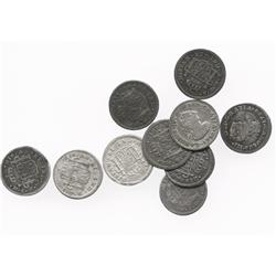 Lot of 10 Mexico City, Mexico, bust 1/2R, Charles III and Charles IV transitionals, various dates (1