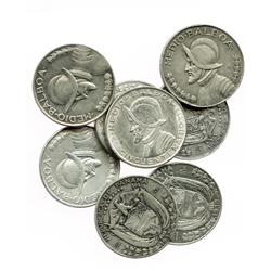 Lot of 8 Panama silver 1/2 balboas: 1930, 1932, 1933, 1934, 1947, 1953, 1961 and 1962.