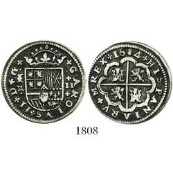 Segovia, Spain, milled 2 reales "pistareen," Charles II, 1684BR, +MREX variety.