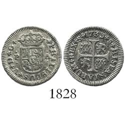 Seville, Spain, milled 1/2 real  quarter pistareen,  Philip V, 1733/2PA, unlisted overdate.