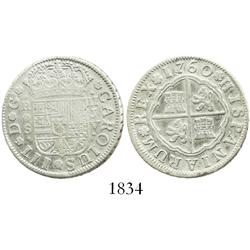 Seville, Spain, 2 reales  pistareen,  Charles III, 1760JV.