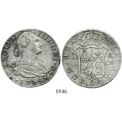 Seville, Spain, bust 8 reales, Charles IV, 1798CN.