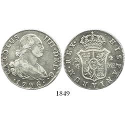 Madrid, Spain, bust 4 reales, Charles IV, 1796/4MF, unlisted overdate.