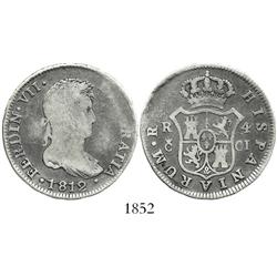 Cadiz, Spain, bust 4 reales, Ferdinand VII, 1812CI.