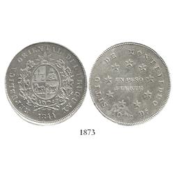 Uruguay, 1 peso fuerte, 1844, rare.