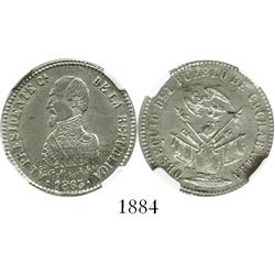 Cochabamba, Bolivia, silver peseta-sized medal, 1863, President Acha, encapsulated NGC MS-61.