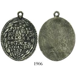 Arizpe (Sonora), Mexico, uniface silver military medal with loop, 1858, defense of Tekax, Yucatan, v