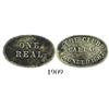 Image 1 : Peru (Callao), silver 1 real merchant token, Club Callao (1867), rare, unusual shape (oval).