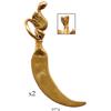 Image 1 : Gold toothpick in the form of a scimitar with loop and pelican at top.