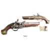 Image 1 : Spanish miquelet flintlock pistol, ca. 1760-80, silver furniture, with belt-clip, rare.