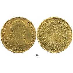 Santiago, Chile, bust 8 escudos, Charles IV (bust of Charles III), 1800DA.