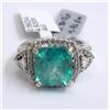 Image 1 : 14K WHITE GOLD EMERALD/DIAMOND RING AIG $7,525.00
