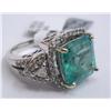 Image 4 : 14K WHITE GOLD EMERALD/DIAMOND RING AIG $7,525.00