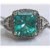 Image 7 : 14K WHITE GOLD EMERALD/DIAMOND RING AIG $7,525.00