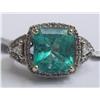 Image 8 : 14K WHITE GOLD EMERALD/DIAMOND RING AIG $7,525.00