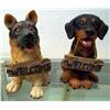Image 1 : 2 Sitting Dogs w/ Welcome Home Signs