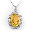 Genuine 12 ctw Citrine Necklace 10K White Gold
