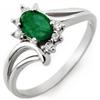 Image 1 : Genuine 0.50 ctw Emerald & Diamond Ring 10K White