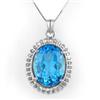Image 1 : Genuine 18 ctw Blue Topaz Necklace 10K White Gold