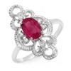 Image 1 : Genuine 1.35 ctw Ruby & Diamond Ring 10K White Go