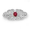 Image 1 : Genuine 3.75 ctw Ruby & Diamond Brooch 14K White