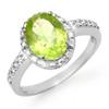 Image 1 : Genuine 2.10 ctw Peridot & Diamond Ring 10K White