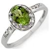 Image 1 : Genuine 1.10ctw Green Tourmaline & Diamond Ring G