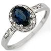 Genuine 1.35 ctw Blue Sapphire & Diamond Ring 10K