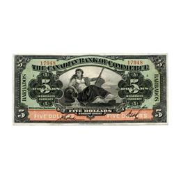 THE CANADIAN BANK OF COMMERCE.  Barbados Issue.  $5.00.  Jan. 2, 1922.  CH-75-20-04.  No. 17948/C.  
