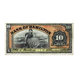 THE BANK OF HAMILTON.  $10.00.  1 June, 1914.  CH-345-20-16.  "C…C" overprinted in red.  No. 593729.