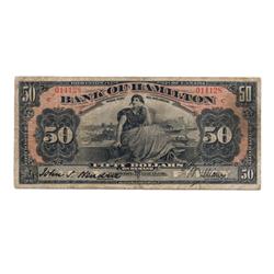 THE BANK OF HAMILTON.  $50.00.  June 1, 1914.  CH-345-20-22.  'C…C' overprinted in red.  No. 014128.