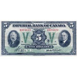 THE IMPERIAL BANK OF CANADA.  $5.00.  Nov. 1, 1933.  CH-375-20-02.  No. E074123/D.  PMG graded Extra