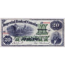 THE IMPERIAL BANK OF CANADA.  $20.00.  Jan. 2, 1920.  CH-375-16-18.  No. 095448/A.  PMG graded Very 