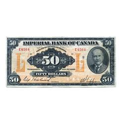 THE IMPERIAL BANK OF CANADA.  $50.00.  Nov. 1, 1923.  CH-375-18-14.  Howland, left.  No. E4564/D.  G