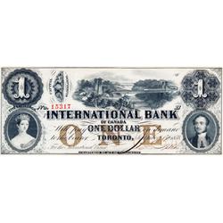 THE INTERNATIONAL BANK OF CANADA.  $1.00.  Sept. 15, 1858.  CH-380-10-08-08.  Bridge Fitch, right. B