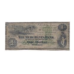 THE MERCHANTS BANK OF P.E.I.  $1.00.  Sept. 1, 1877.  No. 42859.  PMG graded Very Good-10.  Excessiv