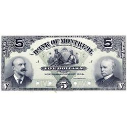 THE BANK OF MONTREAL.  $5.00.  Jan. 3, 1904.  CH-505-48-02P.  A full colour Face Proof on thin paper