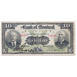 THE BANK OF MONTREAL.  $10.00. Sept. 3, 1912.  CH-505-52-04.  No. 189270.  PMG graded Very Fine-20. 