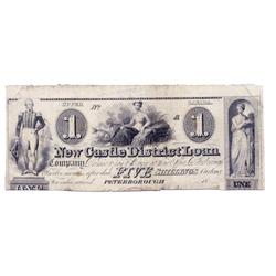 NEW CASTLE DISTRICT LOAN COMPANY.  (1836).  $1.00. (5 Shillings).  CH-525-10-02R.  A Remainder.  EF.