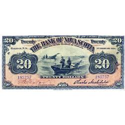 THE BANK OF NOVA SCOTIA.  $20.00.  Feb. 1, 1918.  CH-550-28-16.  No. 185757/C.  Signed Taylor, left.