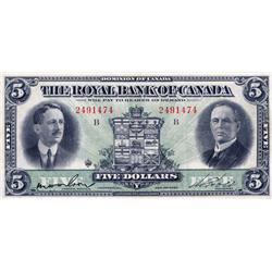THE ROYAL BANK OF CANADA.  $5.00.  Jan. 3, 1927.  CH-630-14-04. No. 2491474/B & $10.00.  Jan. 3, 192