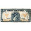Image 1 : THE STANDARD BANK OF CANADA.  $5.00.  Jan. 2, 1919.  CH-695-18-12.  No. 501626/A.  PMG graded Fine-1