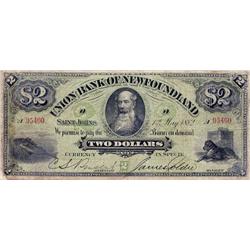 THE UNION BANK OF NEWFOUNDLAND.  $2.00.  May 1, 1882.  CH-750-16-02.  No. 95460/D.  PMG graded Fine-