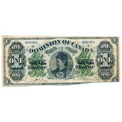 DOMINION OF CANADA.  $1.00.  June 1, 1878.  DC-8e.  No. 866983/C.  Biased cut into the tint at botto